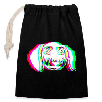 EDM - Dog - Glitch Rave Style - Closable cotton gift bag (14x20cm) - black - Front