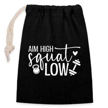 Motivational Fitness Quote Design - Closable cotton gift bag (14x20cm) - black - Front