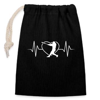 Baseball Heartbeat - Closable cotton gift bag (14x20cm) - black - Front
