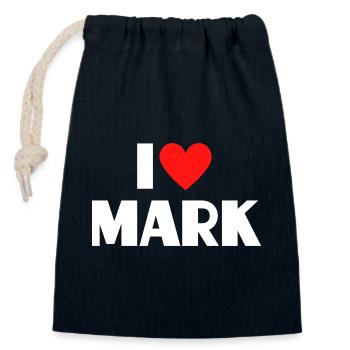I love Mark Red Heart Romantic Name Fan - Closable cotton gift bag (14x20cm) - navy - Front