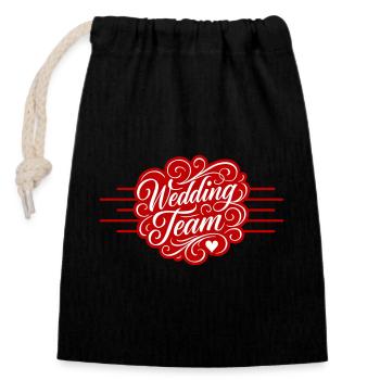 Hochzeit Team - Verschließbarer Geschenkbeutel aus Baumwolle (14x20cm) - Schwarz - Vorne