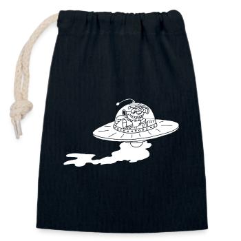 Außerirdisches Raumschiff (weiß) - Verschließbarer Geschenkbeutel aus Baumwolle (14x20cm) - Navy - Vorne