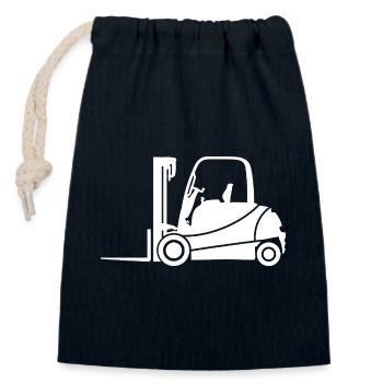Forklift Silhouette: Transport & Forklift Driver - Closable cotton gift bag (14x20cm) - navy - Front
