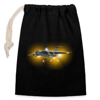 Cargo plane in solar fire - Closable cotton gift bag (14x20cm) - black - Front