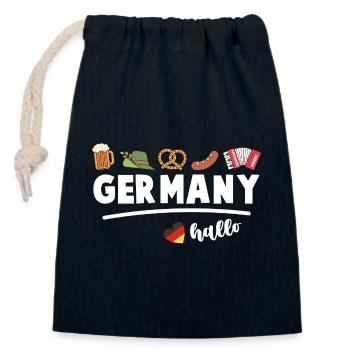 Drapeau de l’Allemagne Bière Bretzel Saucisse Allemagne - Sac cadeau en coton avec cordon (14 x 20 cm) - bleu marine - Devant
