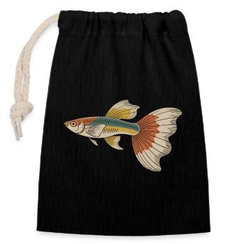 Bunter Tropenfisch Sailfin - Verschließbarer Geschenkbeutel aus Baumwolle (14x20cm) - Schwarz - Vorne