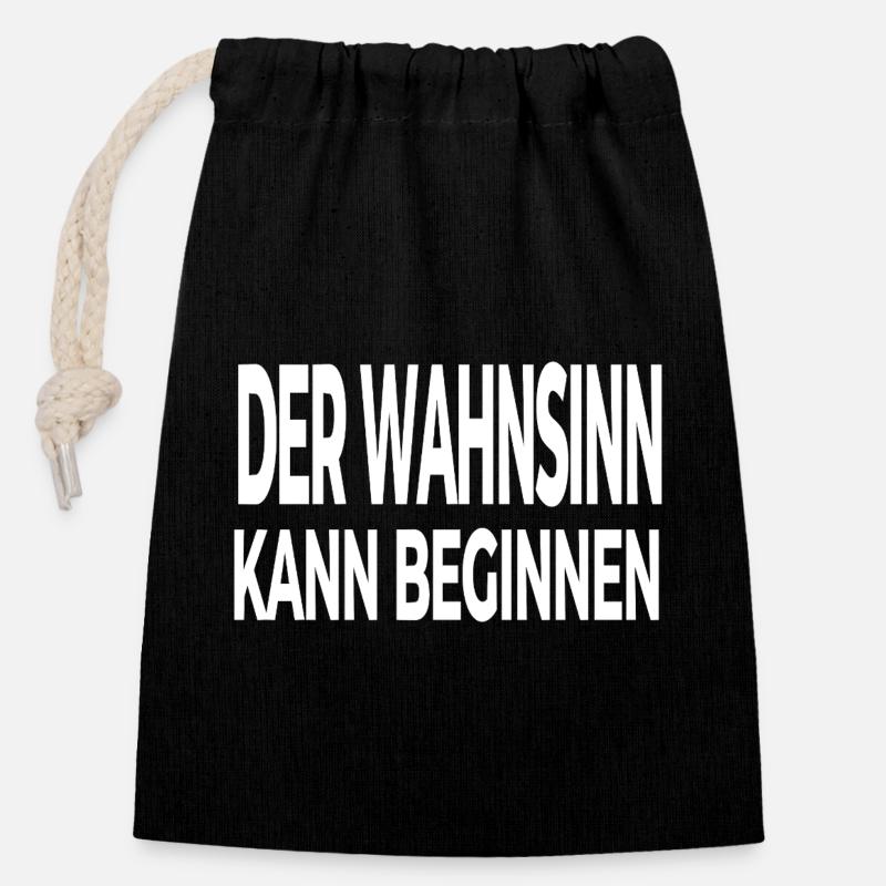 Wahnsinn - Verschließbarer Geschenkbeutel aus Baumwolle (14x20cm) - Schwarz