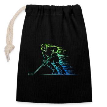 Eishockey Eishockeyspieler Mann - Verschließbarer Geschenkbeutel aus Baumwolle (14x20cm) - Schwarz - Vorne