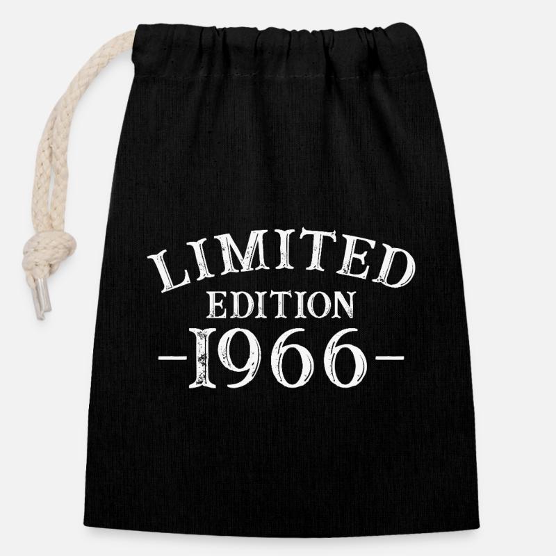 60 Ans 1966 Vintage  Cadeau D'anniversaire - Sac cadeau en coton avec cordon (14 x 20 cm) - noir