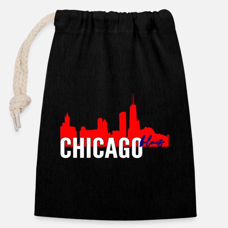 Chicago Blues - Verschließbarer Geschenkbeutel aus Baumwolle (14x20cm) - Schwarz