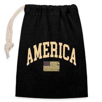 America Camouflage Flag - Closable cotton gift bag (14x20cm) - black - Front