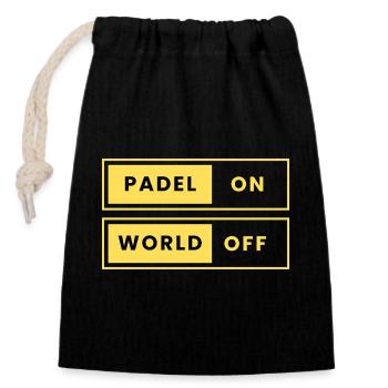 Padel World Off - Contrast Design - Closable cotton gift bag (14x20cm) - black - Front