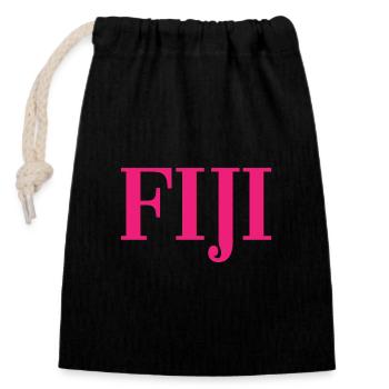 Fiji - Fiji - Islands - Pacific - South Seas - Closable cotton gift bag (14x20cm) - black - Front