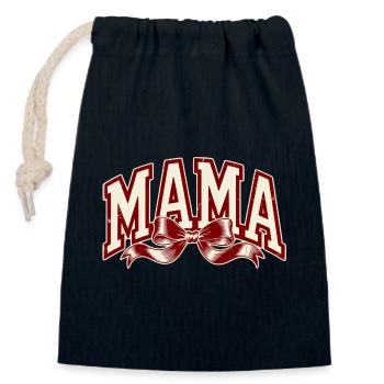 Rouge nœud de maman – Déclaration forte de maman - Sac cadeau en coton avec cordon (14 x 20 cm) - bleu marine - Devant