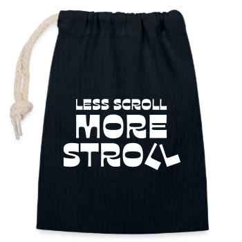 Less Scroll More Stroll - Closable cotton gift bag (14x20cm) - navy - Front