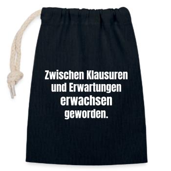 Growth between exams - Closable cotton gift bag (14x20cm) - navy - Front