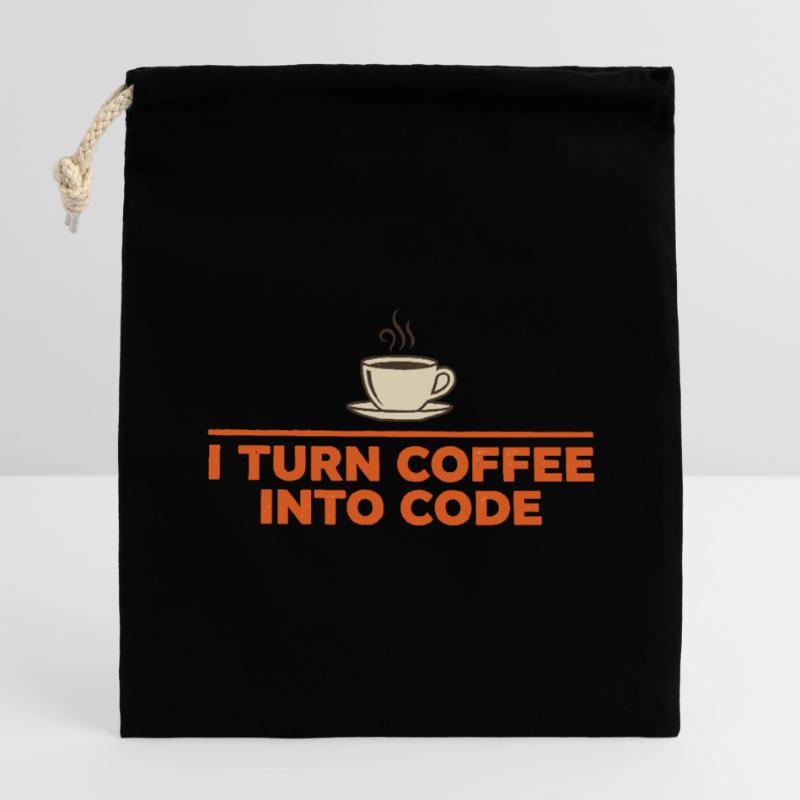 I Turn Coffee Into Code – Programmierer Retro Verschließbarer Geschenkbeutel aus Baumwolle (14x20cm)