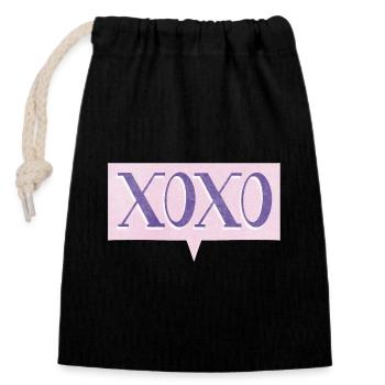 XoXo – Pop Culture Love Hug Youth Language - Closable cotton gift bag (14x20cm) - black - Front