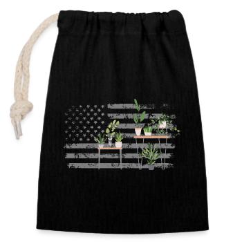 Usa Plants Plant Lover Gardener - Closable cotton gift bag (14x20cm) - black - Front