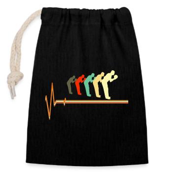 Bowling Heartbeat Pulse Retro Lifeline - Closable cotton gift bag (14x20cm) - black - Front