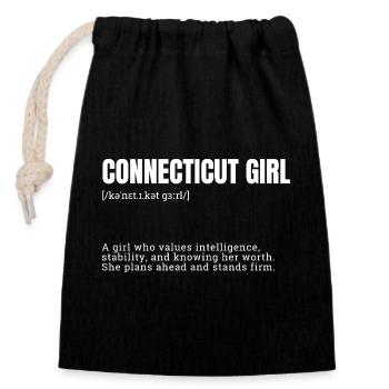 Connecticut Girl: Smart & Worthy - Closable cotton gift bag (14x20cm) - black - Front