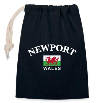 Newport, Wales - Closable cotton gift bag (14x20cm) - navy - Front
