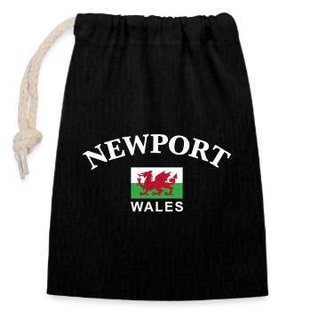Newport, Wales - Verschließbarer Geschenkbeutel aus Baumwolle (14x20cm) - Schwarz - Vorne