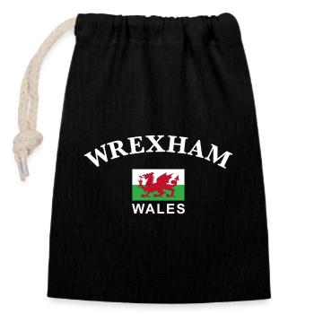 Wrexham, Wales - Verschließbarer Geschenkbeutel aus Baumwolle (14x20cm) - Schwarz - Vorne