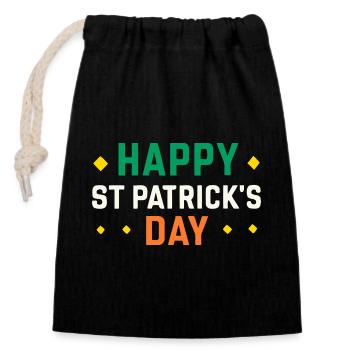 Joyeux Saint-Patrick T-Shirt festif - Sac cadeau en coton avec cordon (14 x 20 cm) - noir - Devant