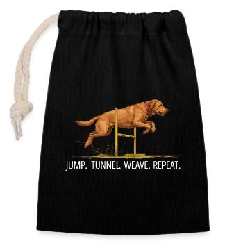 Agility Labrador Jump Tunnel Repeat - Verschließbarer Geschenkbeutel aus Baumwolle (14x20cm) - Schwarz - Vorne