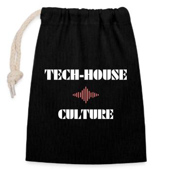 Tech House Culture - Verschließbarer Geschenkbeutel aus Baumwolle (14x20cm) - Schwarz - Vorne