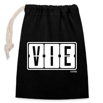 Vienna VIE, City Souvenir Hoodie, Bag, Cap - Closable cotton gift bag (14x20cm) - black - Front