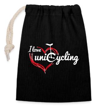 Unicycle | Descendance freestyle en monocycle - Sac cadeau en coton avec cordon (14 x 20 cm) - noir - Devant