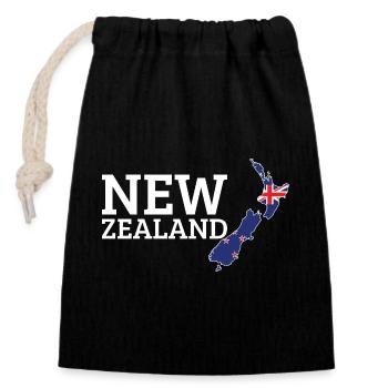 New Zealand Cool New Zealander Flag - Closable cotton gift bag (14x20cm) - black - Front