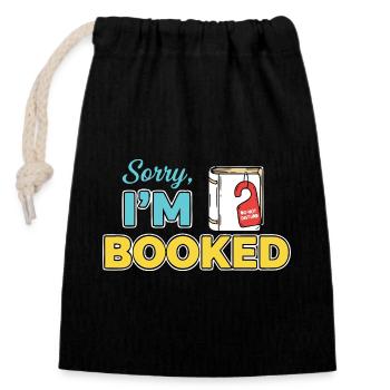 Sorry Im booked - Closable cotton gift bag (14x20cm) - black - Front