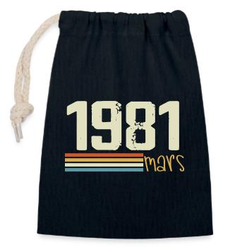Jahrgang März 1981 - Verschließbarer Geschenkbeutel aus Baumwolle (14x20cm) - Navy - Vorne