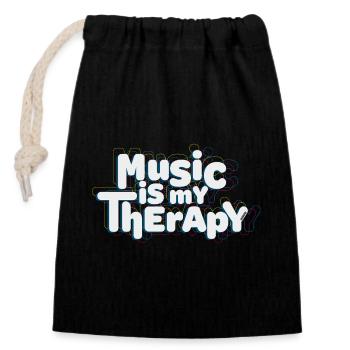 Music is My Therapy - Verschließbarer Geschenkbeutel aus Baumwolle (14x20cm) - Schwarz - Vorne