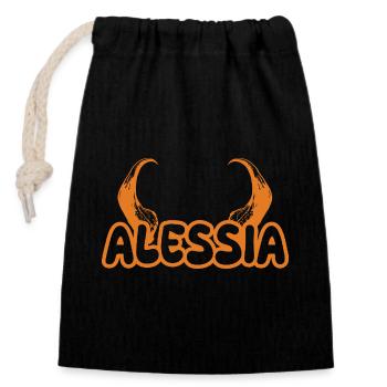 Geschenk für Alessia - Verschließbarer Geschenkbeutel aus Baumwolle (14x20cm) - Schwarz - Vorne