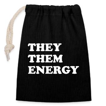 Ils les Énergies - Sac cadeau en coton avec cordon (14 x 20 cm) - noir - Devant