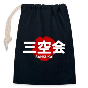 Sankukai Karate Martial Art GYM Japanese Kanji - Closable cotton gift bag (14x20cm) - navy - Front