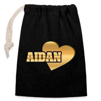 Aidan dans le rôle de Love - Sac cadeau en coton avec cordon (14 x 20 cm) - noir - Devant