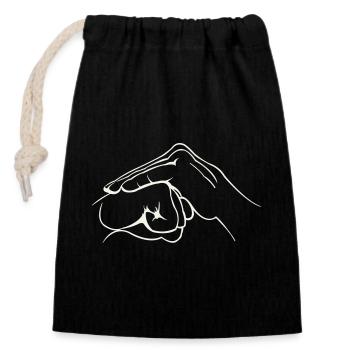 Hands Fist - Closable cotton gift bag (14x20cm) - black - Front