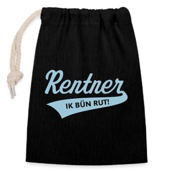 Rentner – Ik Bün Rut! (Plattdeutsch / Skyblue) - Verschließbarer Geschenkbeutel aus Baumwolle (14x20cm) - Schwarz - Vorne