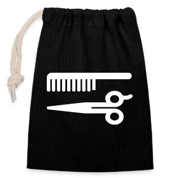 Friseur - Verschließbarer Geschenkbeutel aus Baumwolle (14x20cm) - Schwarz - Vorne