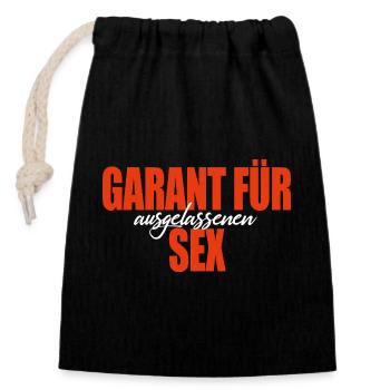 Provokatives Shirt - Garant für ausgelassenen Sex - Verschließbarer Geschenkbeutel aus Baumwolle (14x20cm) - Schwarz - Vorne