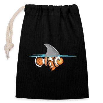 Clownfish with shark fin costume - Closable cotton gift bag (14x20cm) - black - Front