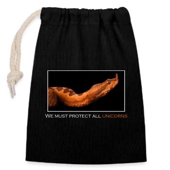 We must protect all unicorns - Sac cadeau en coton avec cordon (14 x 20 cm) - noir - Devant