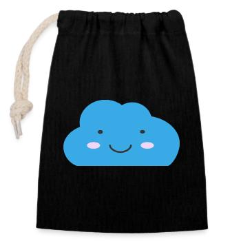 Kawaii-Wolke - Verschließbarer Geschenkbeutel aus Baumwolle (14x20cm) - Schwarz - Vorne