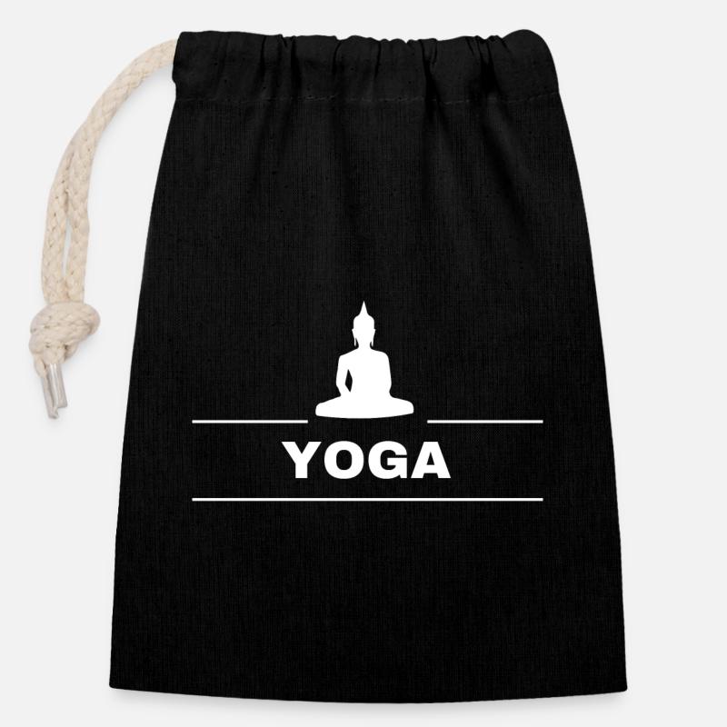 Buddha Yoga - Verschließbarer Geschenkbeutel aus Baumwolle (14x20cm) - Schwarz