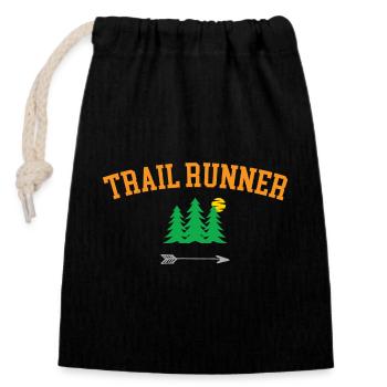 Trailrunner - Verschließbarer Geschenkbeutel aus Baumwolle (14x20cm) - Schwarz - Vorne